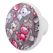 patroon met schattige kawaii doodle katten keramische knop (Rechts)