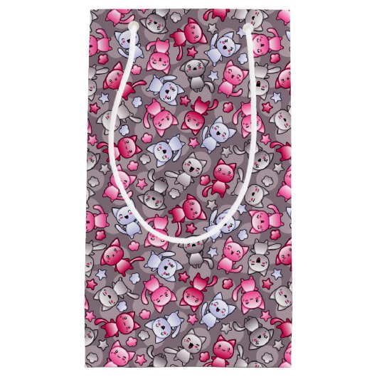 patroon met schattige kawaii doodle katten klein cadeauzakje (Voorkant)