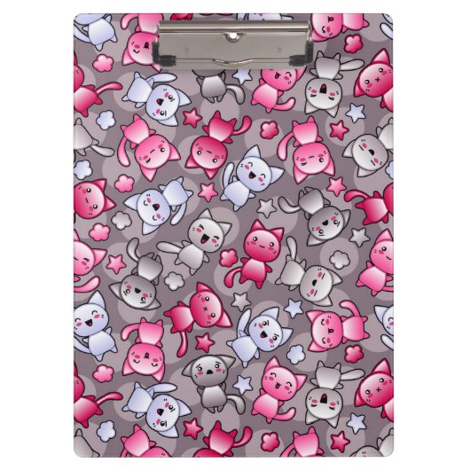 patroon met schattige kawaii doodle katten klembord (Voorkant)