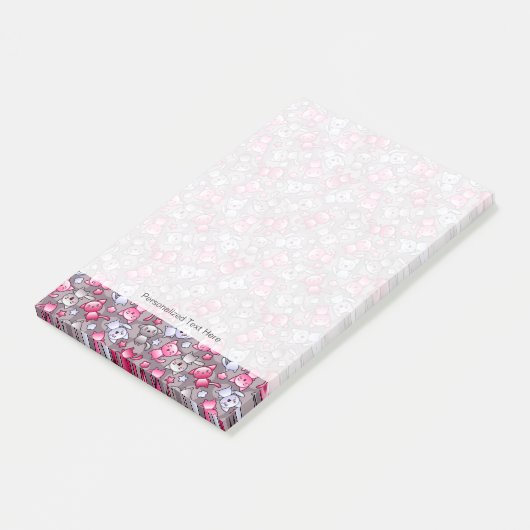 patroon met schattige kawaii doodle katten post-it® notes (Schuin)