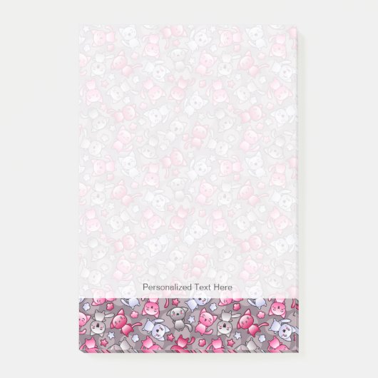 patroon met schattige kawaii doodle katten post-it® notes (Voorkant)