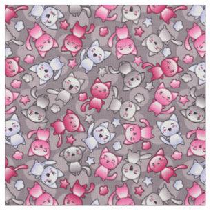 patroon met schattige kawaii doodle katten stof