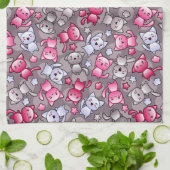 patroon met schattige kawaii doodle katten theedoek (Gevouwen)