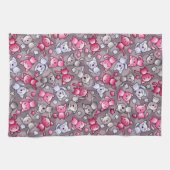 patroon met schattige kawaii doodle katten theedoek (Horizontaal)