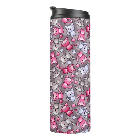 patroon met schattige kawaii doodle katten thermosbeker (Geroteerd rechts)