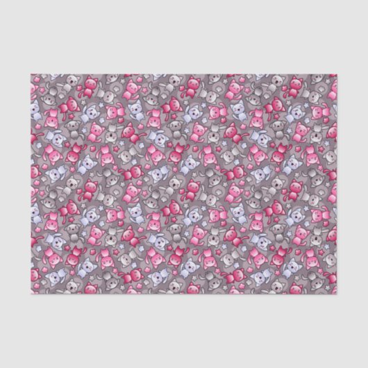 patroon met schattige kawaii doodle katten tissuepapier (Voorkant)