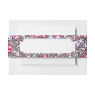 patroon met schattige kawaii doodle katten uitnodigingen wikkel
