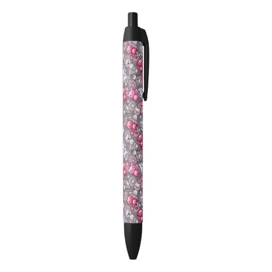 patroon met schattige kawaii doodle katten zwarte inkt pen (Achterkant (Verticaal))