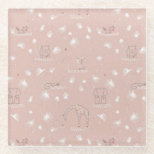 patroon met schattige oerwouden van baby glazen onderzetter