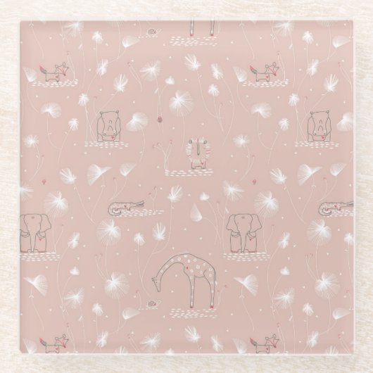 patroon met schattige oerwouden van baby glazen onderzetter (Voorkant)