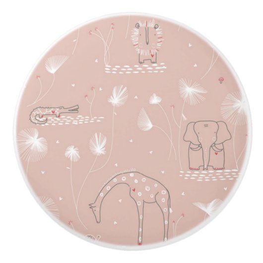 patroon met schattige oerwouden van baby keramische knop (Voorkant)