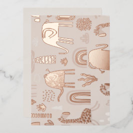 patroon met schattige olifanten en giraffen folie uitnodiging