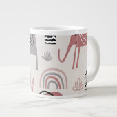 patroon met schattige olifanten en giraffen grote koffiekop (Voorkant rechts)