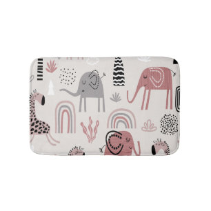 patroon met schattige olifanten en reuzengiraffes badmat