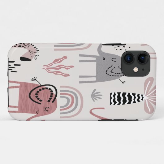 patroon met schattige olifanten en reuzengiraffes Case-Mate iPhone case (Achterkant (horizontaal))