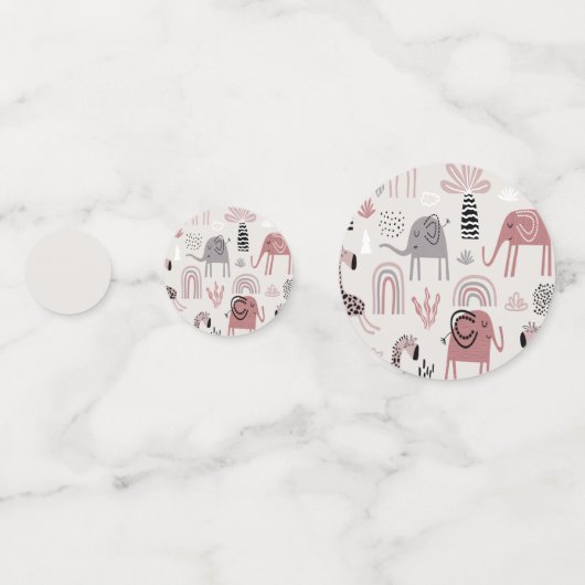 patroon met schattige olifanten en reuzengiraffes confetti (Voorkanten)