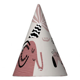 patroon met schattige olifanten en reuzengiraffes feesthoedjes