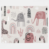 patroon met schattige olifanten en reuzengiraffes fleece deken (Voorkant (Horizontaal))