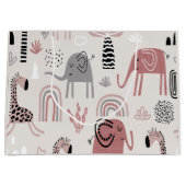 patroon met schattige olifanten en reuzengiraffes groot cadeauzakje (Voorkant)