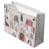 patroon met schattige olifanten en reuzengiraffes groot cadeauzakje (Voorkant Gekanteld)