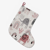 patroon met schattige olifanten en reuzengiraffes grote kerstsok (Voorkant (Hangend))