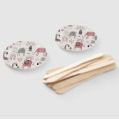 patroon met schattige olifanten en reuzengiraffes handwaaier (Niet-gemonteerd)