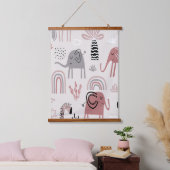 patroon met schattige olifanten en reuzengiraffes hangend wandkleed (Slaapkamer)