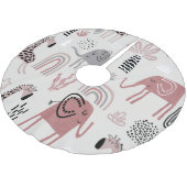 patroon met schattige olifanten en reuzengiraffes kerstboom rok (Gekanteld)