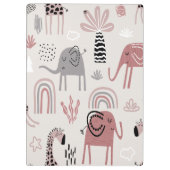 patroon met schattige olifanten en reuzengiraffes klembord (Achterkant)