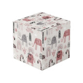 patroon met schattige olifanten en reuzengiraffes kubus (Achter hoekig)