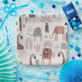 patroon met schattige olifanten en reuzengiraffes papieren bordje (Feest)