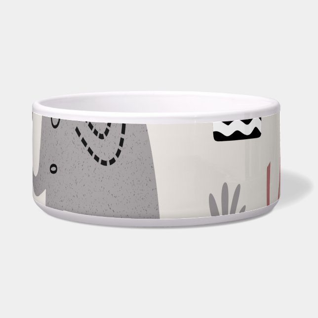 patroon met schattige olifanten en reuzengiraffes voerbakje (Voorkant)