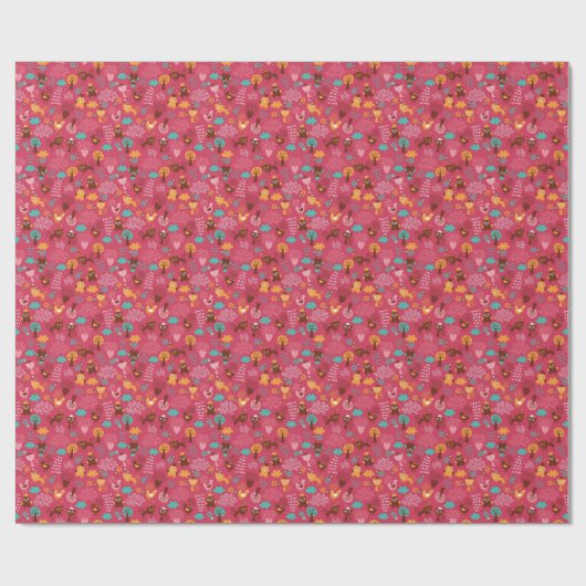 Patroon met schattige vogels en katten cadeaupapier (Vlak)