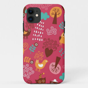 Patroon met schattige vogels en katten Case-Mate iPhone case