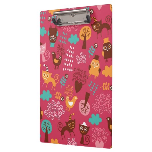 Patroon met schattige vogels en katten klembord (Links)