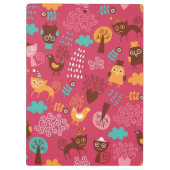 Patroon met schattige vogels en katten klembord (Achterkant)