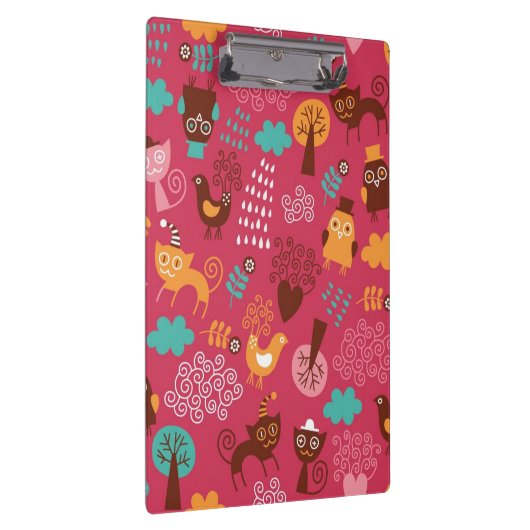 Patroon met schattige vogels en katten klembord (Rechts)