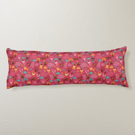 Patroon met schattige vogels en katten lichaamskussen (Achterkant)