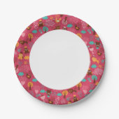 Patroon met schattige vogels en katten papieren bordje (Voorkant)