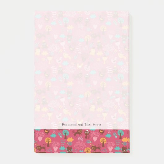 Patroon met schattige vogels en katten post-it® notes (Voorkant)
