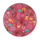 Patroon met schattige vogels en katten snijplank (Voorkant)