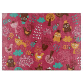 Patroon met schattige vogels en katten snijplank (Voorkant)