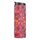 Patroon met schattige vogels en katten thermosbeker (Geroteerd rechts)