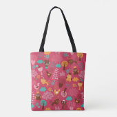 Patroon met schattige vogels en katten tote bag (Achterkant)