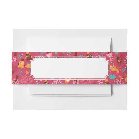 Patroon met schattige vogels en katten uitnodigingen wikkel (Voorkant Voorbeeld)