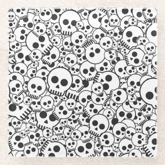 Patroon met schedels glazen onderzetter (Voorkant)