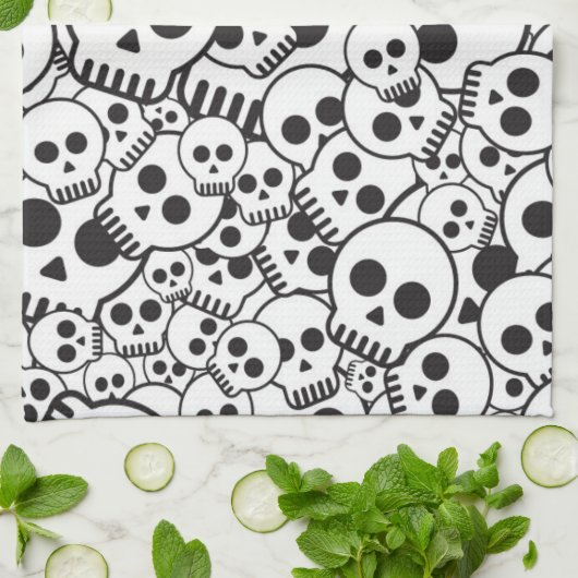 Patroon met schedels theedoek (Gevouwen)