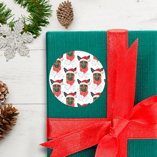 Patroon met sterren voor Kerstmis voor rashond Dui Ronde Sticker