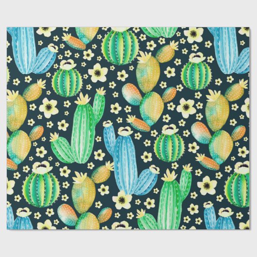  patroon met succulenten. Waterverf cactus Cadeaupapier (Vlak)