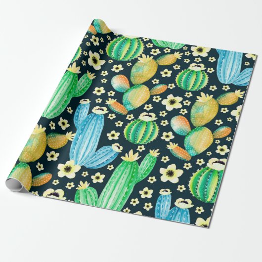 patroon met succulenten. Waterverf cactus Cadeaupapier (Uitgerold)